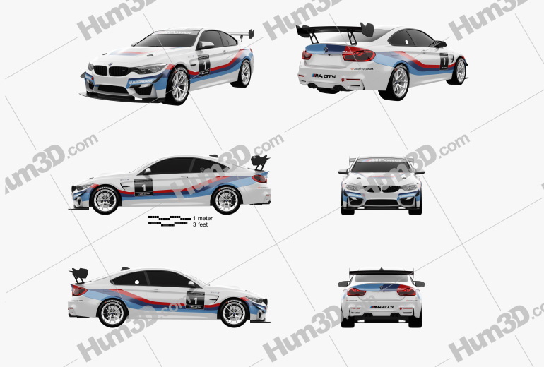 BMW M4 (F82) GT4 coupe 2017 Blueprint Template