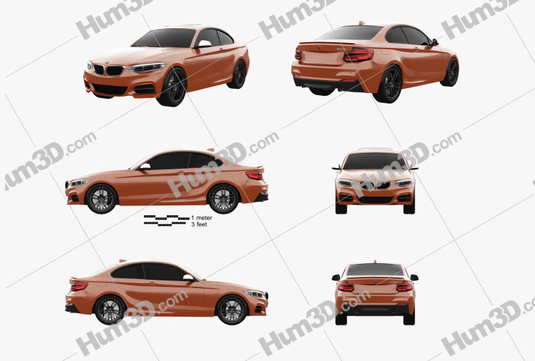 BMW 2 Series (F22) M240i coupe 2020 Blueprint Template