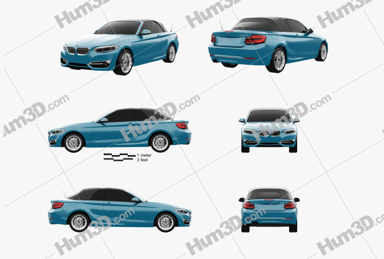 BMW 2 Series (F23) Luxury Line convertible 2020 Blueprint Template