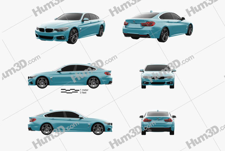 BMW 4 Series (F36) M-sport Gran Coupe 2020 Blueprint Template