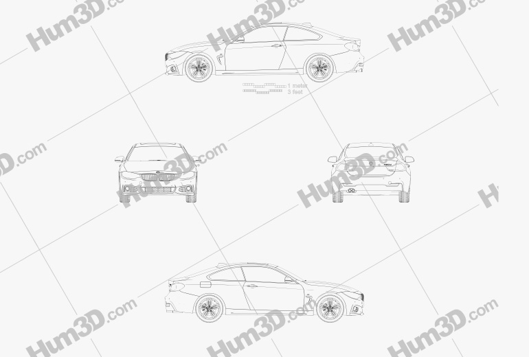 BMW 4 Series (F82) M-sport купе 2020 Чертеж