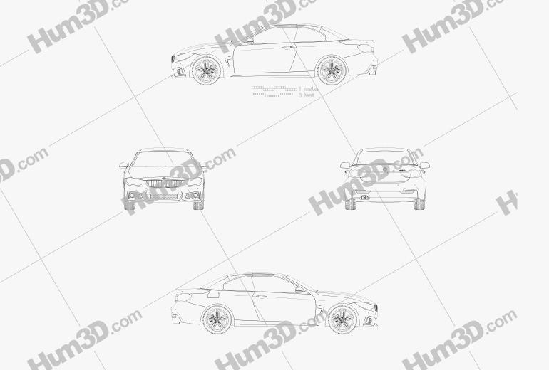 BMW 4 Series (F83) M-sport Convertibile 2020 Blueprint