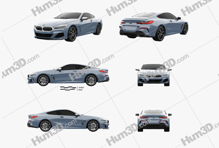 BMW 8 Series (G15) M850i coupe 2022 Blueprint Template