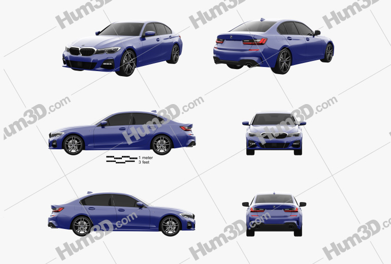 BMW 3 Series (G20) M Sport sedan 2021 Blueprint Template