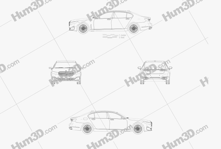 BMW 7-series L 2021 Blueprint