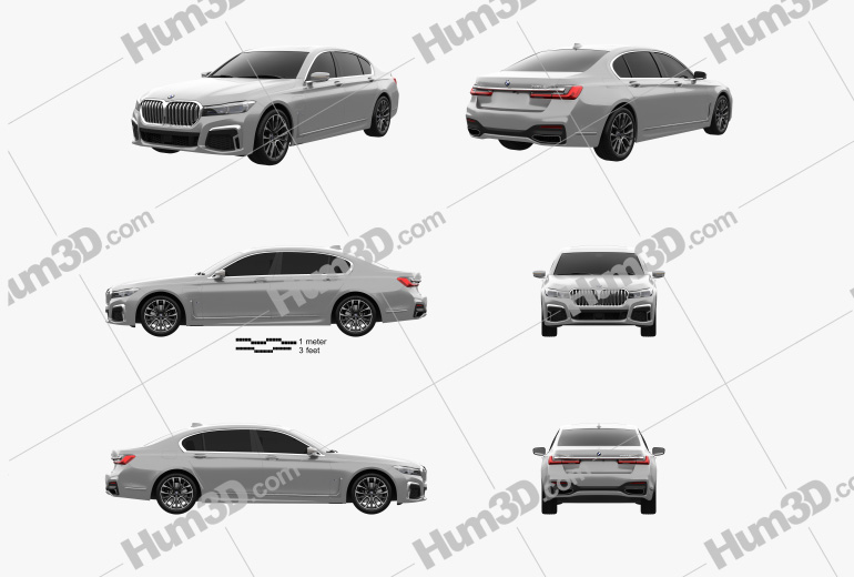 BMW 7 Series Le 2022 Blueprint Template