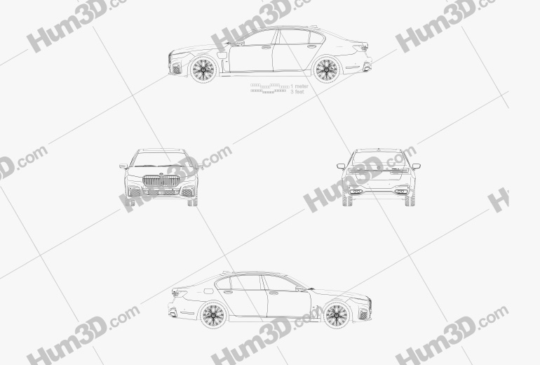 BMW 7 Series Le 2022 Blueprint