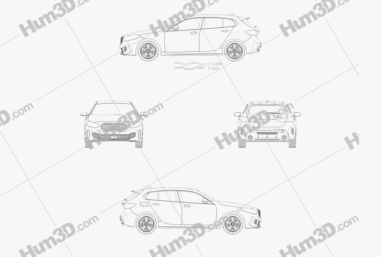 BMW 1 Series (F40) M135i 2019 Disegno Tecnico