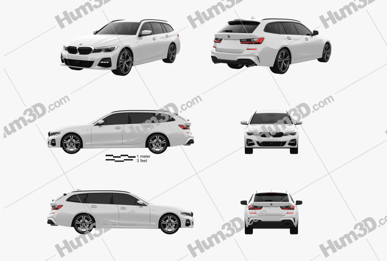 BMW 3 Series (G21) M-Sport touring 2021 Blueprint Template
