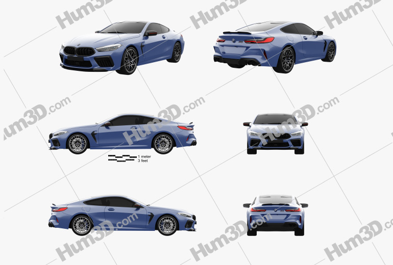 BMW 8 Series (F92) M8 Competition coupe 2022 Blueprint Template