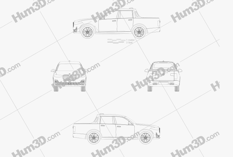 BMW X7 Pick-up 2019 Disegno Tecnico