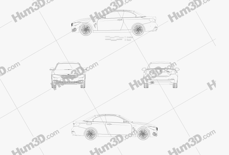 BMW 4 Series 컨버터블 Luxury Line 2020 도면