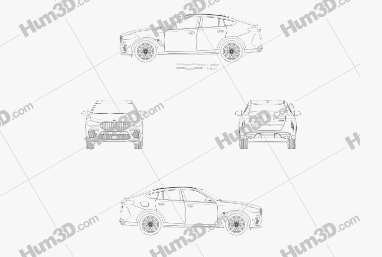 BMW X6 M Competition 2022 Blueprint