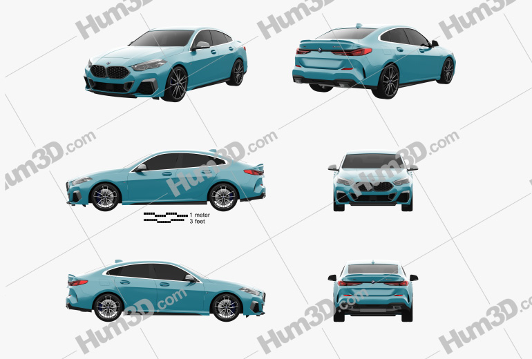 BMW 2 Series M235i Gran Coupe 2022 Blueprint Template