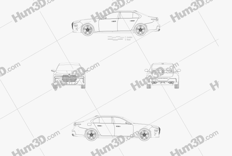 BMW 7 Series M-sport US-spec 2023 Blueprint