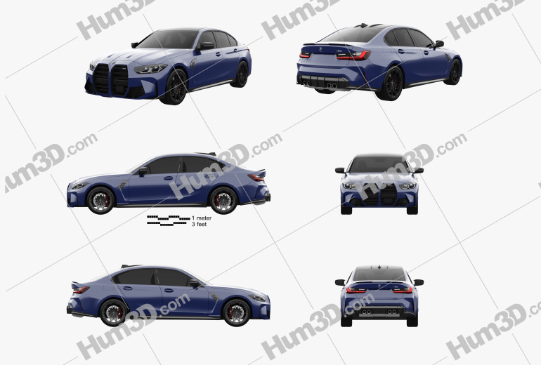 BMW M3 Competition 2022 Blueprint Template