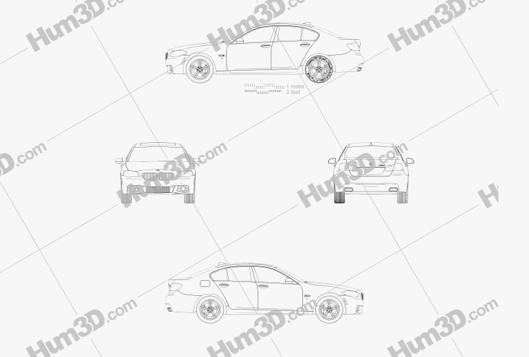 BMW 5 Series M-sport package sedan 2014 Blueprint