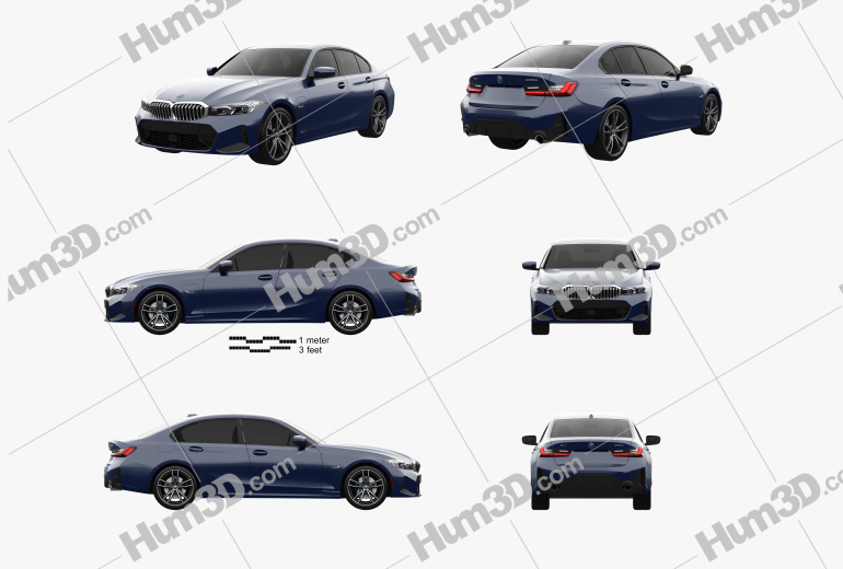 BMW 3-series sedan e M Sport US-spec 2022 Blueprint Template