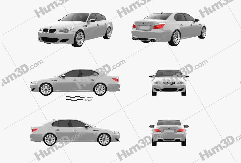 BMW M5 sedan 2007 Blueprint Template