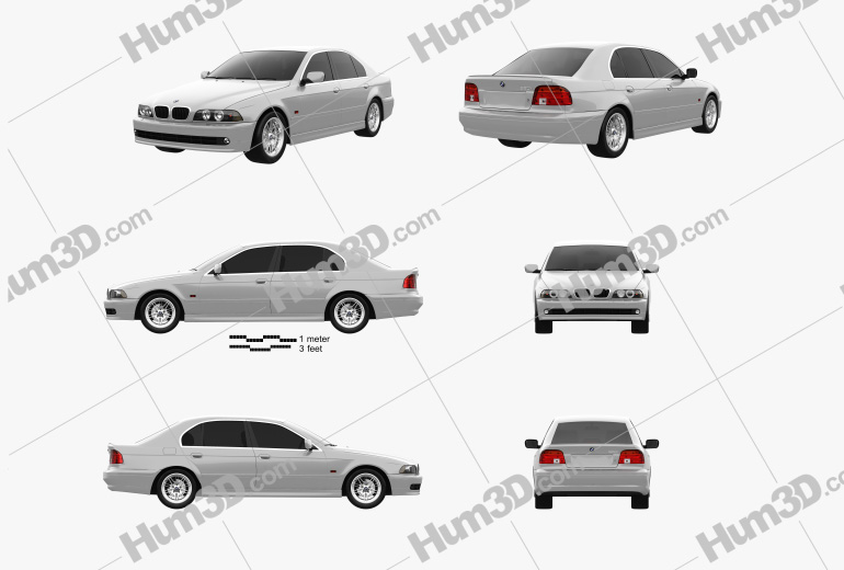 BMW 5-series sedan 2003 Blueprint Template