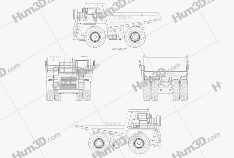 BelAZ 7555B Dump Truck 2016 Blueprint