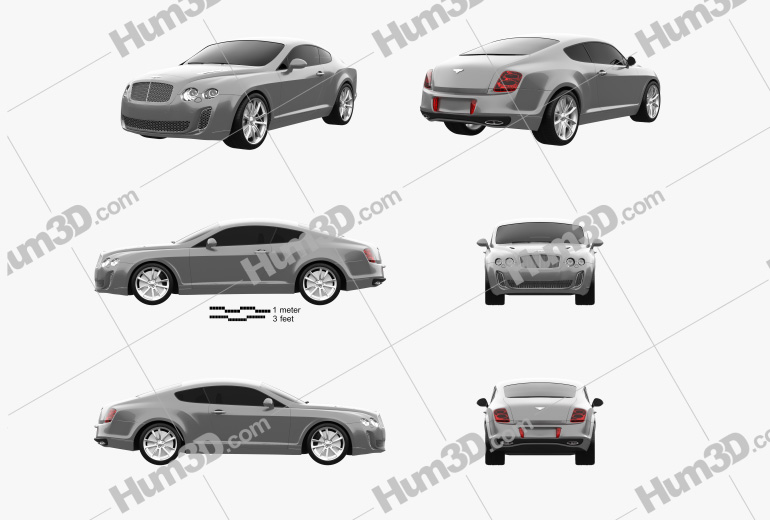 Bentley Continental Supersports coupe 2012 Blueprint Template