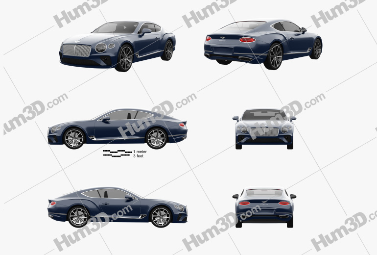 Bentley Continental GT 2021 Blueprint Template