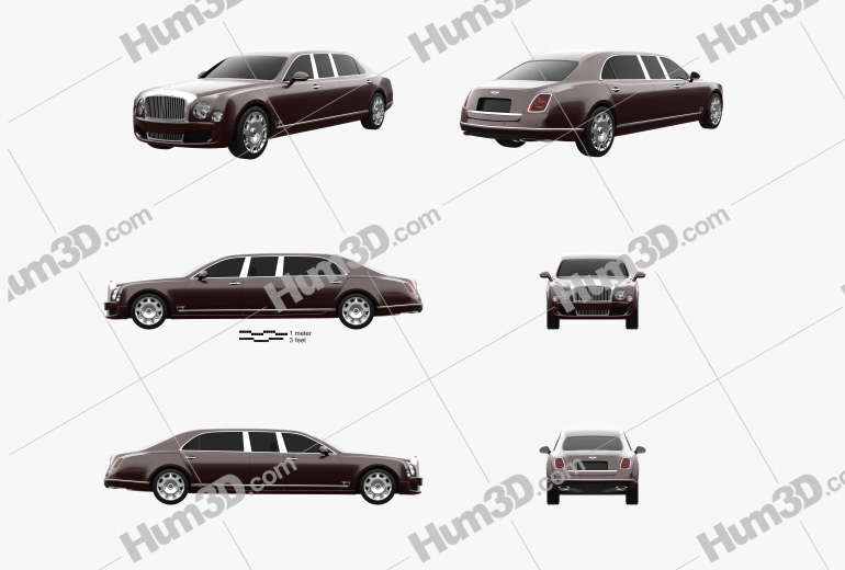 Bentley Mulsanne Grand Limousine Mulliner 2020 Blueprint Template