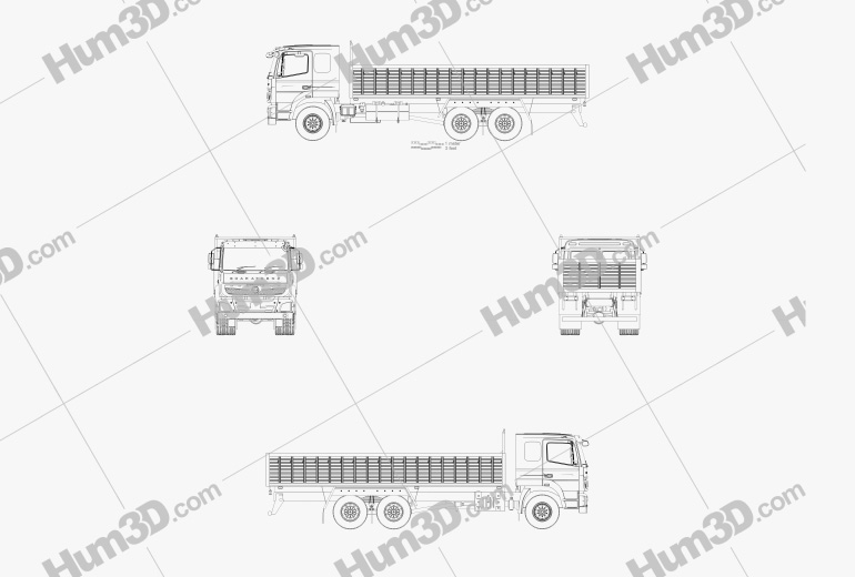 BharatBenz 2823r Camión de Plataforma 2019 Blueprint