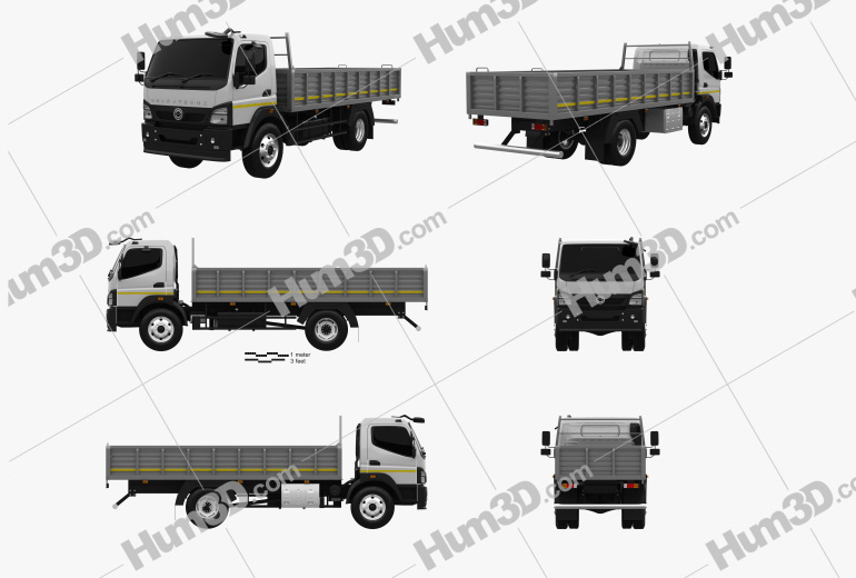 BharatBenz MDT 1015R Flatbed Truck 2019 Blueprint Template