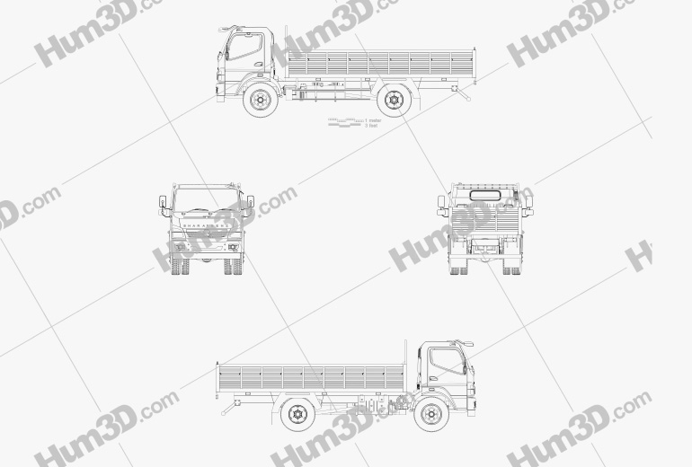 BharatBenz MDT 1015R Flatbed Truck 2019 Blueprint