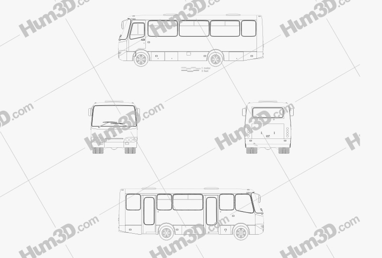 Bogdan A09202 Ônibus 2003 Blueprint