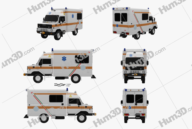 Bremach GR Ambulance Truck 1983 Blueprint Template