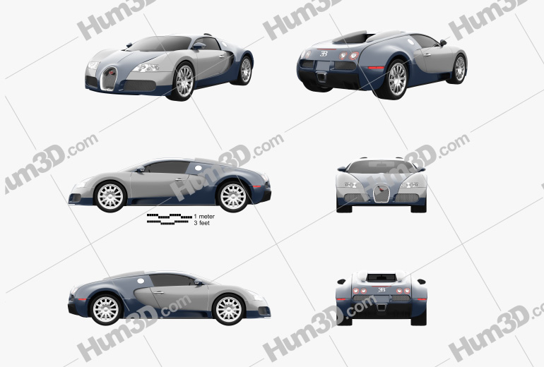 Bugatti Veyron 2011 Blueprint Template