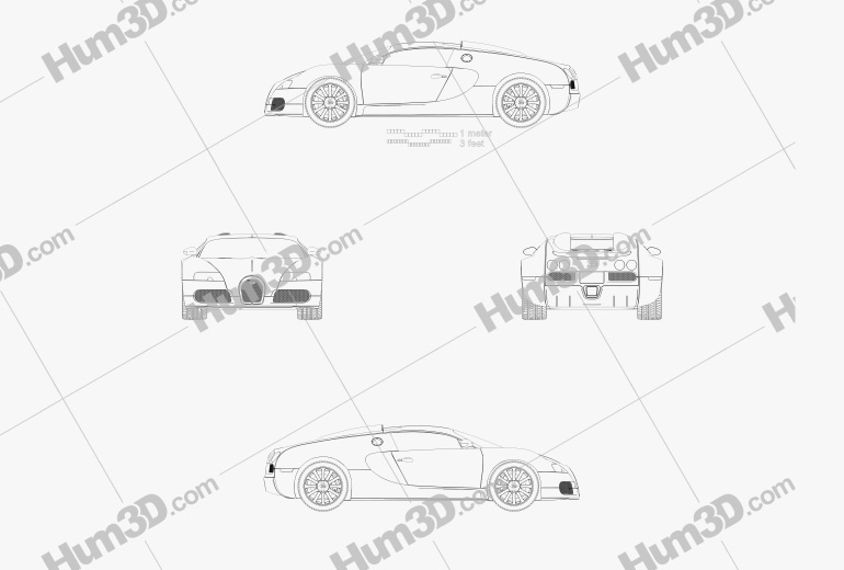 Bugatti Veyron 2011 Blueprint