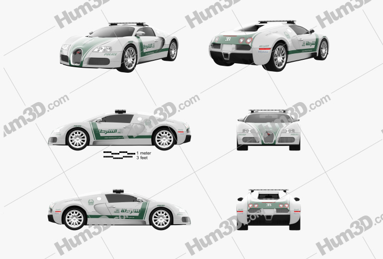 Bugatti Veyron Police Dubai 2015 Blueprint Template