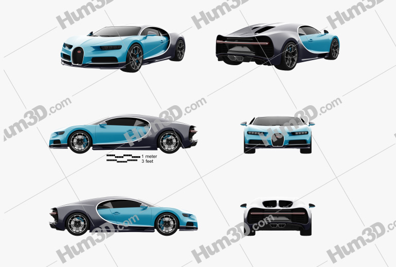Bugatti Chiron 2020 Blueprint Template