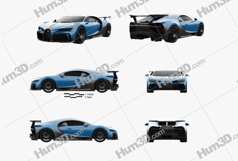Bugatti Chiron Pur Sport 2022 Blueprint Template