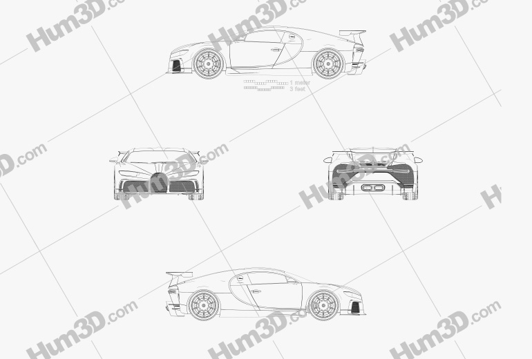 Bugatti Chiron Pur Sport 2022 ブループリント