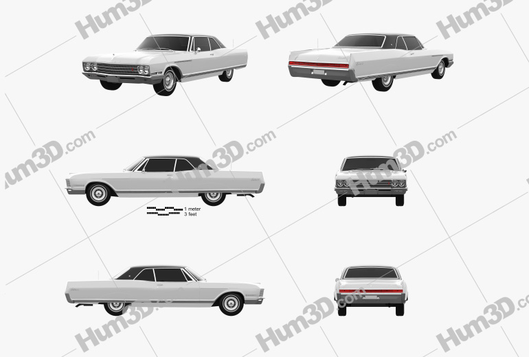 Buick Electra 225 Sport Coupe 1966 Blueprint Template