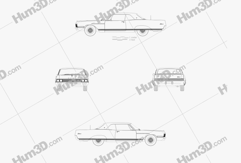 Buick Electra 225 Sport Coupe 1966 테크니컬 드로잉