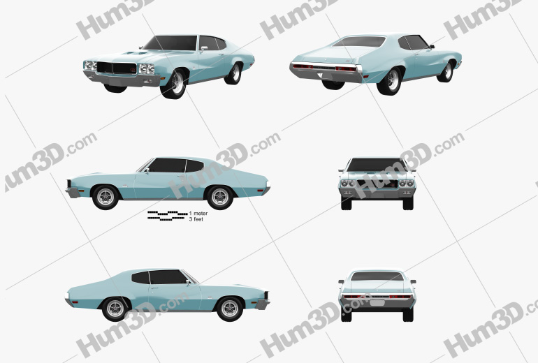 Buick GS 455 Stage 1 coupe 1970 Blueprint Template
