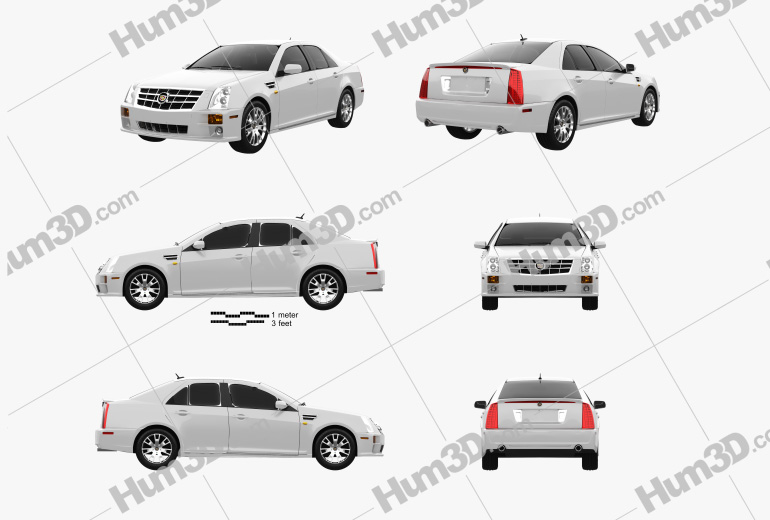 Cadillac STS 2010 Blueprint Template