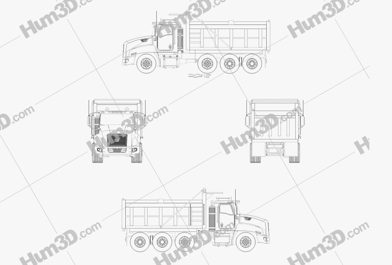 Caterpillar CT660 Dump Truck 4-axle 2011 Blueprint