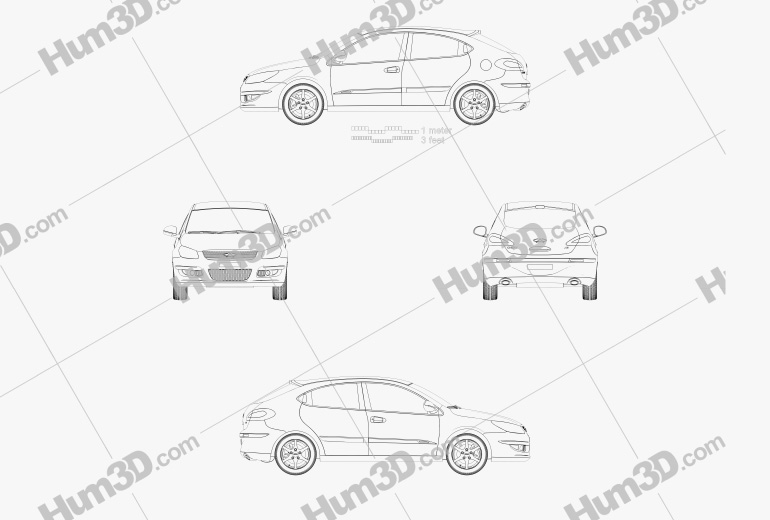 Chery A3 (J3) hatchback 5-door 2013 Blueprint