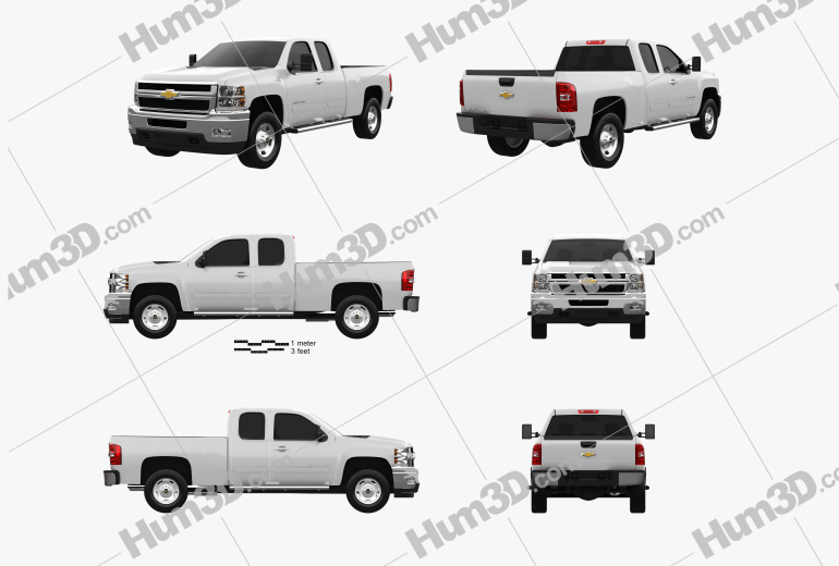 Chevrolet Silverado HD Extended Cab Standard bed 2022 Blueprint Template