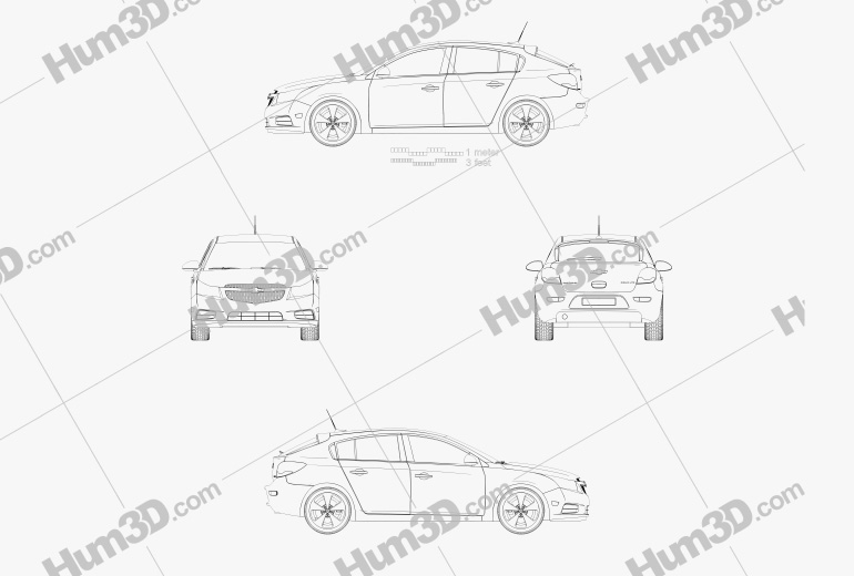 Chevrolet Cruze (J300) hatchback 2014 Blueprint