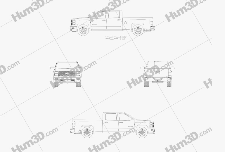 Chevrolet Silverado Crew Cab LTZ 2014 設計図