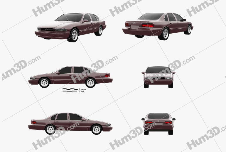 Chevrolet Impala SS 1996 Blueprint Template