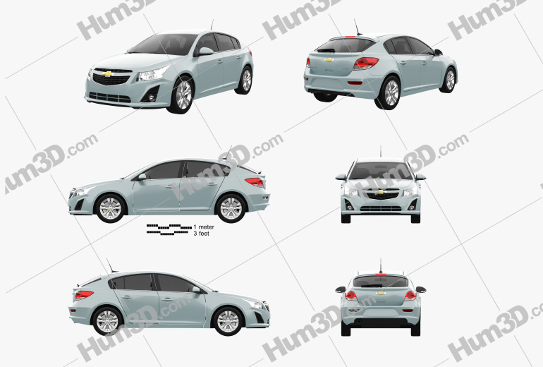 Chevrolet Cruze hatchback 2014 Blueprint Template